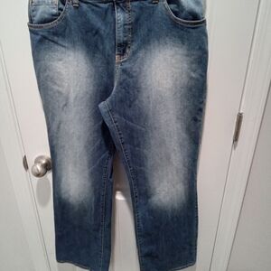 Merona Plus Size 16 Stone Washed Straight Leg Denim Blue Jeans